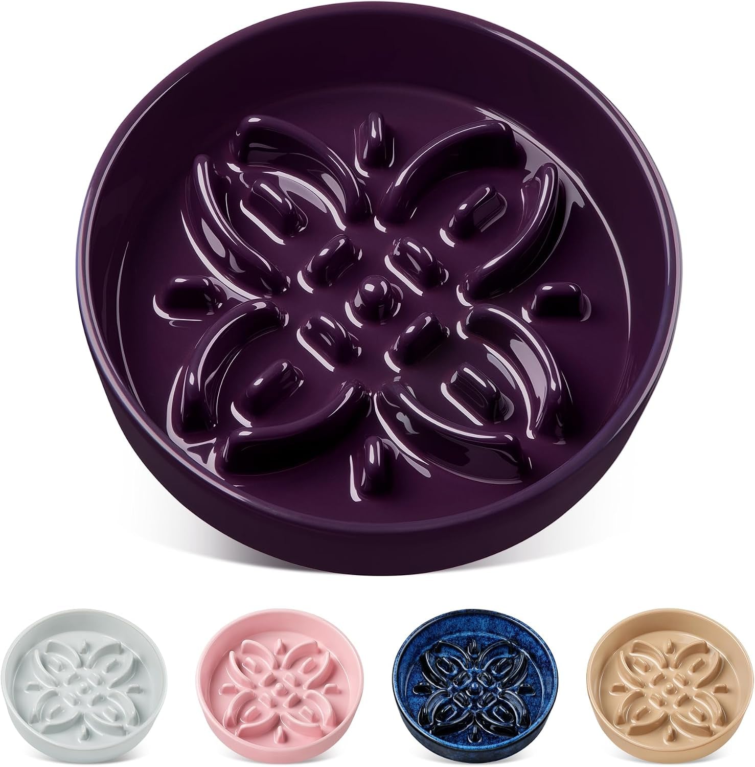 vancasso-ceramic-slow-feeder-dog-bowls-puzzle-dog-food-bowls-with-floral-maze-anti-slip-pet-food-dish-for-small-breed-0-6-cups-blue