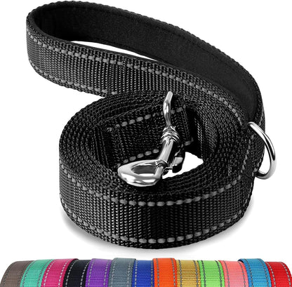 Joytale Reflective Dog Leash for Medium & Large Dogs, 6 FT X 1", Black | Heavy Duty Nylon Webbing, Padded Handle for Comfort, Visible at Night, for Walking & Training1