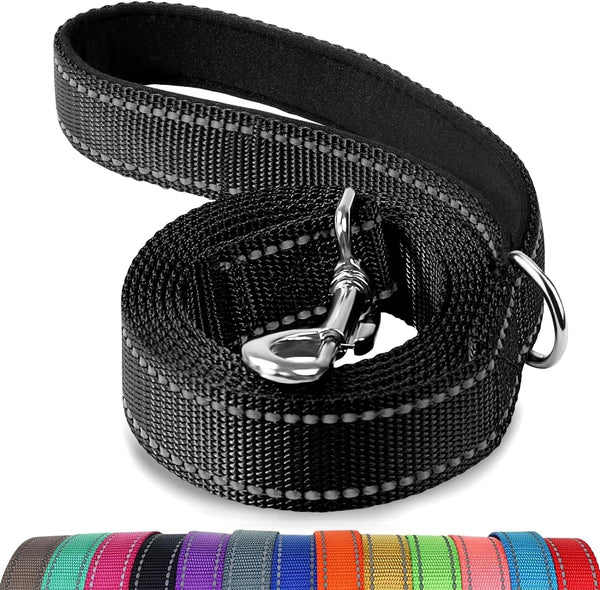 Joytale Reflective Dog Leash for Medium & Large Dogs, 6 FT X 1", Black | Heavy Duty Nylon Webbing, Padded Handle for Comfort, Visible at Night, for Walking & Training1