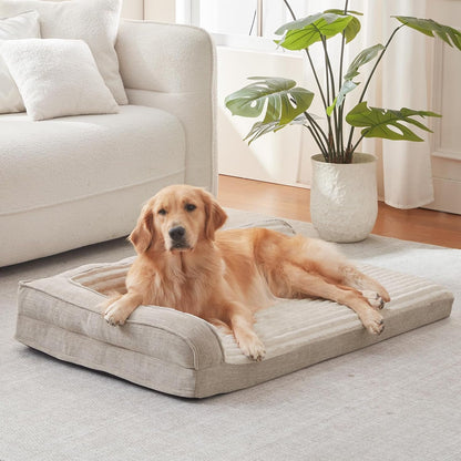 WINDRACING Orthopedic Dog Beds for Medium Dogs, Waterproof Egg Foam Dog Sofa Bed with L Bolster Sides, Washable Medium Pet Bed with Removable Cover & Non-Slip Bottom, 36 X 23 Inch, Gray8