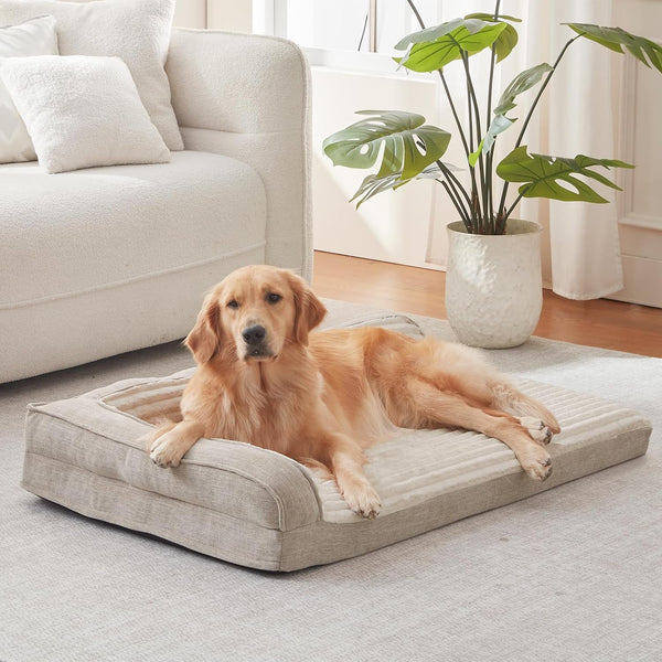 WINDRACING Orthopedic Dog Beds for Medium Dogs, Waterproof Egg Foam Dog Sofa Bed with L Bolster Sides, Washable Medium Pet Bed with Removable Cover & Non-Slip Bottom, 36 X 23 Inch, Gray8