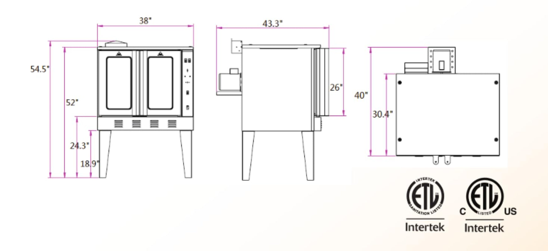 38-freestanding-commercial-full-size-gas-convection-oven-with-13-position-rack-guides-buffet-catering-3-burners-54-000-btus-38-15w-x-40-12d-x-54-5h-stainless-steel-120v
