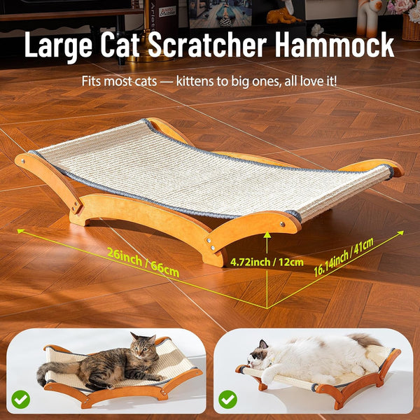 JUNSPOW Sisal Cat Scratcher Bed for Indoor Large Cats Lounger & Sleep | Cat Supplies Pet Supplies Whole Wash Stable & Breathable Easy Assembly Indoors Outdoors, 16.9 in X 16.9 in X 9.5 In3