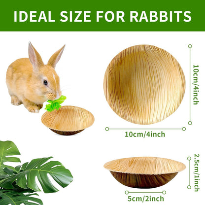 30 Pcs Disposable Palm Leaf Bowls 4 Inch Bowl for Rabbits, Compostable like Bamboo Bowls Disposable Bowl Bunny Chew Toys Chewable Dish for Rabbits & Bunnies,Small Pets2
