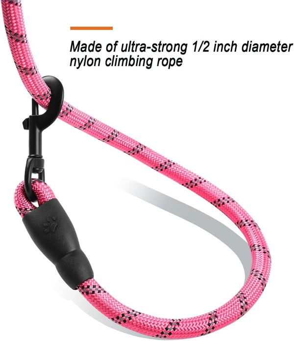 BARKBAY Dog Leashes for Large Dogs Heavy Duty Dog Leash 4/5/6 FT with Comfortable Padded Handle and Highly Reflective Threads for Medium Large Dogs Walking Training Running (5Ft-1/2'',Pink)4