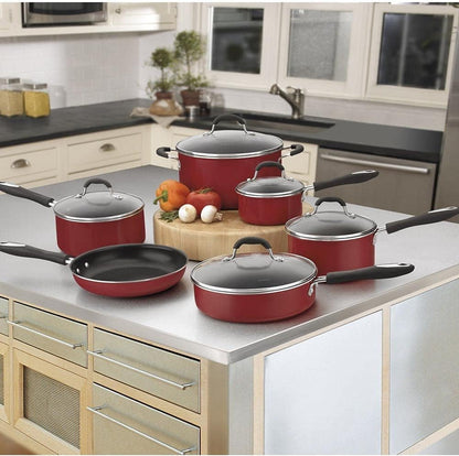55-11R 11-Piece Set Advantage Nonstick Cookware, Red3