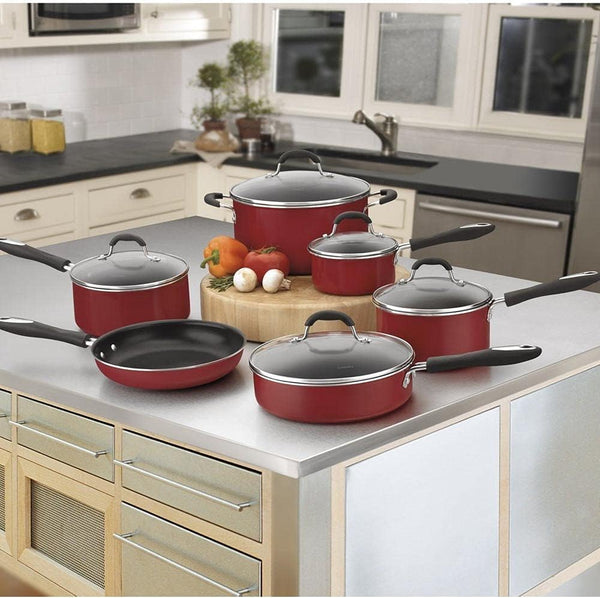 55-11R 11-Piece Set Advantage Nonstick Cookware, Red3