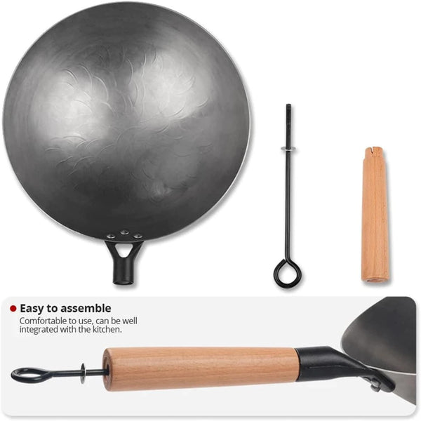 Carbon Steel Wok Pan, Stir Fry Pans, 13 Inch Wok Pan with Support Ring and Spatula, Nonstick Woks and Stir-Fry Pans, No Chemical Coated round Bottom Chinese Wok for Electric, Gas, All Stoves8