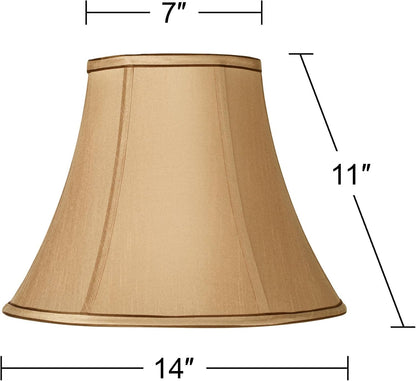 Ginna Large Tan and Brown Bell Lamp Shade 7X14X11 (Spider) | 7" Top X 14" Bottom X 11" High Replacement for Table Lamps Harp + Finial4