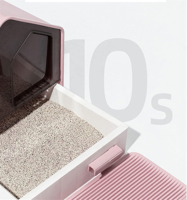 Dog Potty Training Toilet ﻿ Cat Litter Tray Fully Enclosed Drawer Type Oversized Villa Toilet Deodorant Sandbox Splash Proof Box Pink Green and Black(B)9