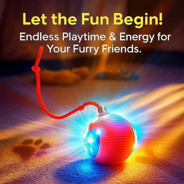 Purrmitive 2026 Durable Interactive Cat Toys for Indoor Cats, Dog Toys Ball, Rolling Pet Ball, Smart Automatic Cat Chase Balls Toy, Interactive Dog Toys Speedy Tail,Kitten & Cat Toys Interactive (Red)2