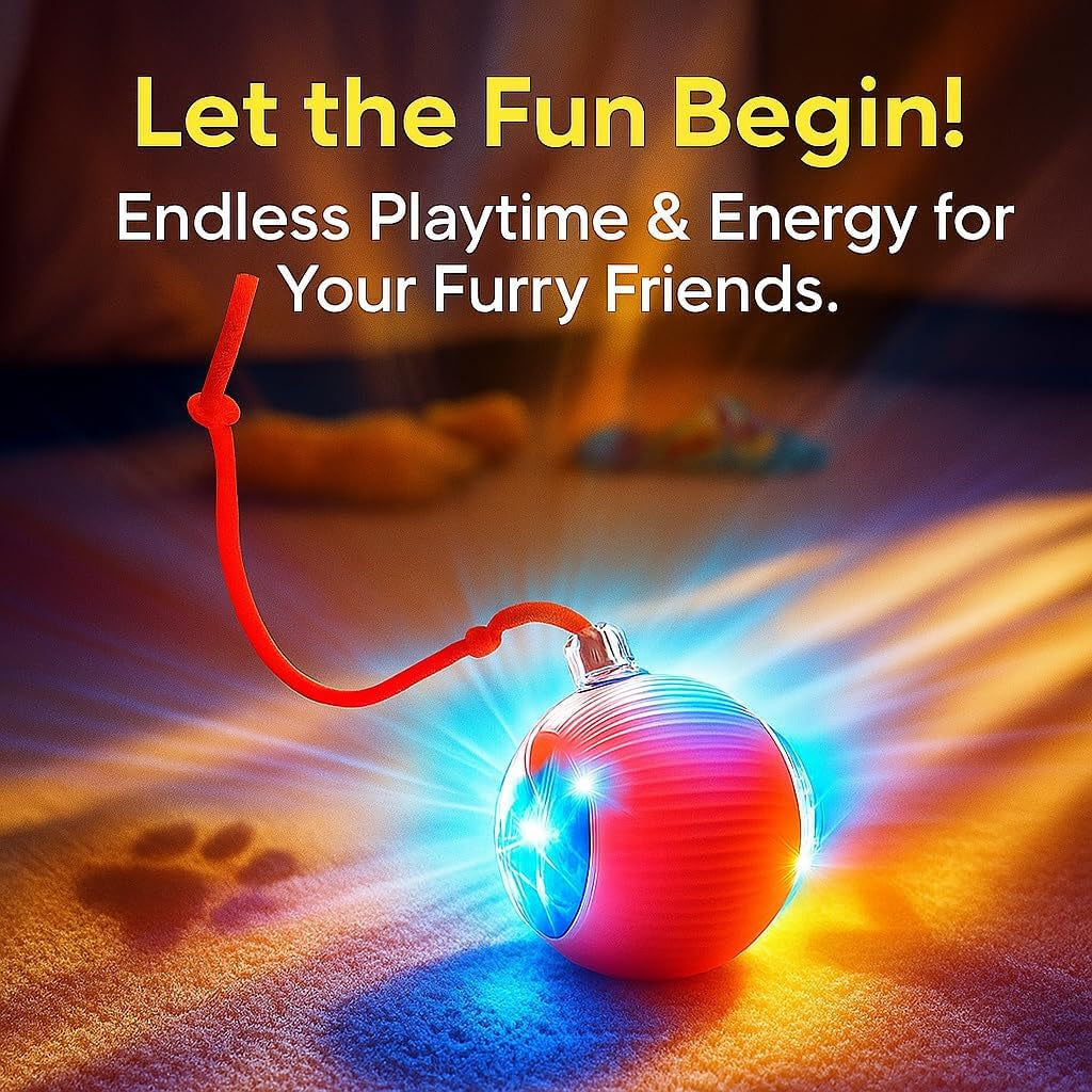 purrmitive-2026-durable-interactive-cat-toys-for-indoor-cats-dog-toys-ball-rolling-pet-ball-smart-automatic-cat-chase-balls-toy-interactive-dog-toys-speedy-tail-kitten-cat-toys-interactive-red