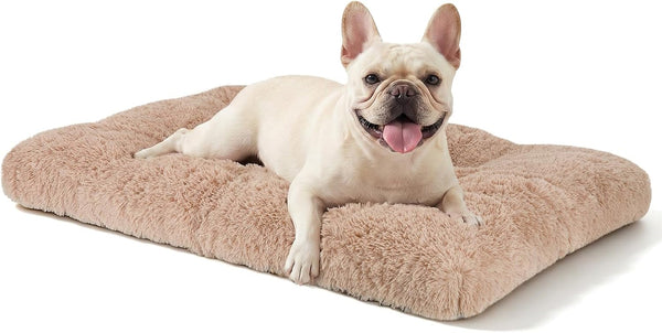 JOEJOY Large Dog Bed Crate Pad, Deluxe Plush Washable Dog Beds Fulffy Soft Kennel Pad Anti-Slip Pet Sleeping Mat for Extra Large Medium Small Dogs, 40" X 27", Beige14