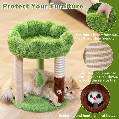 WOOCHPET 20 Inch Small Cat Tree for Indoor Cats and Kittens, Cat Tower with 3 Sisal Scratching Posts, Removable Washable Perch Bed, Hanging Toy Ball, Compact Cat Condo for Small Spaces5