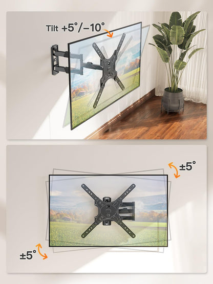 Full Motion TV Wall Mount for 26-60" Tvs, Max VESA 400X400, 77 Lbs. | Swivel & Tilt Articulating Arms, Single Stud Center Mount, Compatible with Corner Installation for Home Flat Tvs4