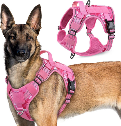 Rabbitgoo Tactical Dog Harness for Large, No Pull Military Service Vest | Molle & Handle, Heavy Duty, Adjustable, Reflective Straps, Easy Control for Training Walking, Black, Large29