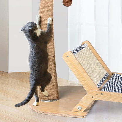 Cat Scratching Post with Beach Chair 2-In-1, 29.5" Tall Palm Tree | Cat Scratching Post with Lounge and Interactive Hanging Ball, Outdoor Cat Furniture for Kitten Adults Cat Play and Rest4