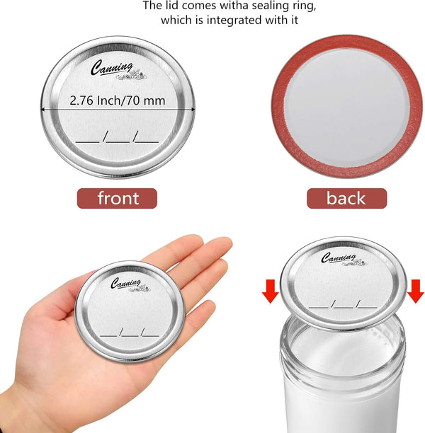 128-Count, Regular Mouth Canning Lids for Ball, Kerr Jars - Split-Type Metal Mason Jar Lids for Canning - Food Grade Material, 100% Fit & Airtight for Regular Mouth Jars2
