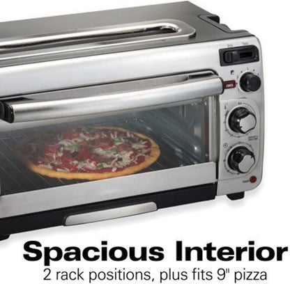 2-In-1 Countertop Oven and Long Slot Toaster, Stainless Steel, 60 Minute Timer and Automatic Shut Off2