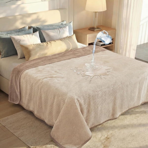 Luciphia Waterproof Blanket for Large Dog Ultra-Soft & Calming Pet Throw Reversible Warm Fleece Durable Furniture Crate Couch Bed Cover Protector Machine Washable Leakproof Beige L (65''X57'')10