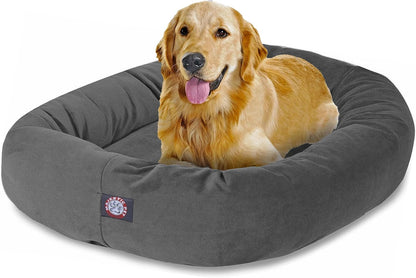 Majestic Pet 32 Inch Suede Calming Dog Bed Washable – Cozy Soft round Dog Bed with Spine Support for Dogs to Rest Their Head - Fluffy Donut Dog Bed 32X23X7 (Inch) - round Pet Bed Medium – Sage23