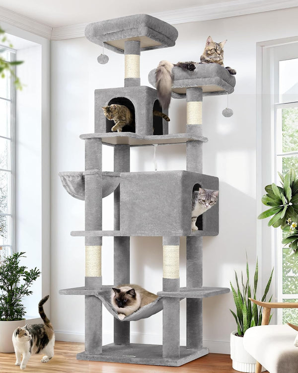 Globlazer Cactus Cat Tree Tower 76-Inch Extra Tall Multi-Level Cat Furniture with Cozy Condos,Interactive Toys and Perches for Large Cats, Perfect for Climbing, Scratching, and Play, F76, Green9