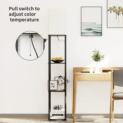 Floor Lamp with Shelves, Standing Lamps for Living Room, Black | 3 CCT LED Bulb Include, 4-Tier Display Bookshelf, 63" Tall Corner Shelf Lamp, Modern Style for Bedroom, Office, Home Decor8