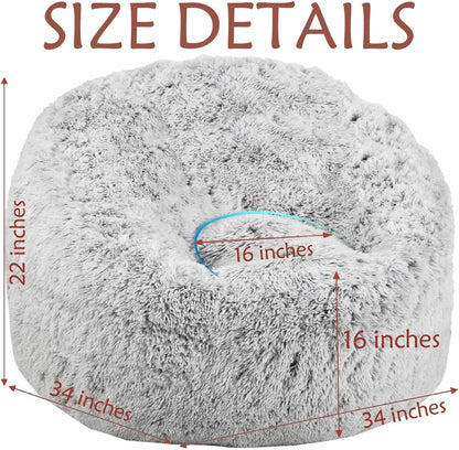 Plush Faux Fur Bean Bag Chairs, Memory Foam Filled Sofa Chair Shape Bean Bag for Adults/Teens/Kids, Ultra-Soft Lazy Sofa for Living Room Bedroom College Dorm, Grey2