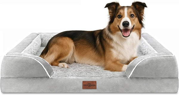 Comfort Expression Orthopedic Dog Bed for Extra Large Dogs with Bolster | Waterproof Dog Couch Bed with Washable Cover & Non-Slip Bottom, Supportive Egg Crate Foam XL Pet Bed, 42X30 Inch189
