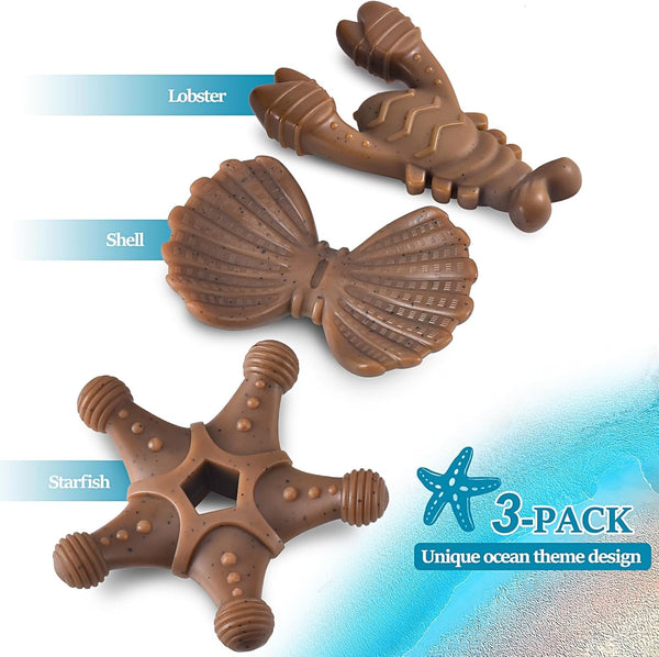 NEZIN Dog Toys for Aggressive Chewers, Indestructible Toys for Large Dogs, Dog Chew for Large Medium Small Breed, 3 Pack Super Chewer with Tough Nylon, Gift for Dogs2