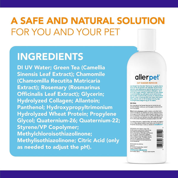 Allerpet Cat Dander Remover, Aloe-Free Pet Allergy Relief Made in USA 12 Oz8