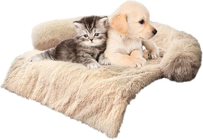 Calming Dogs/Cats Bed Mats, Dog Pad Washable Removable Couch Cover, Plush Long Fur Mat for Pets, Waterproof Lining, Perfect for Small, Medium and Large Dogs and Cats (Gradient Gray, 36"X31")44