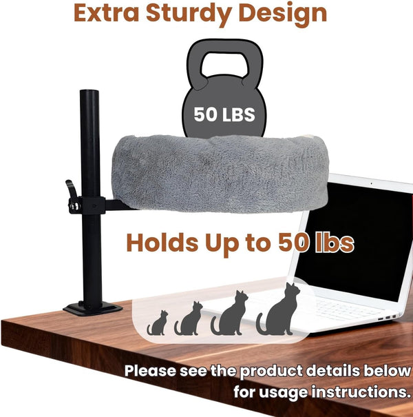 Cat Desk Bed, XL, Reversible 2-Tone, Adjustable, Light Gray8