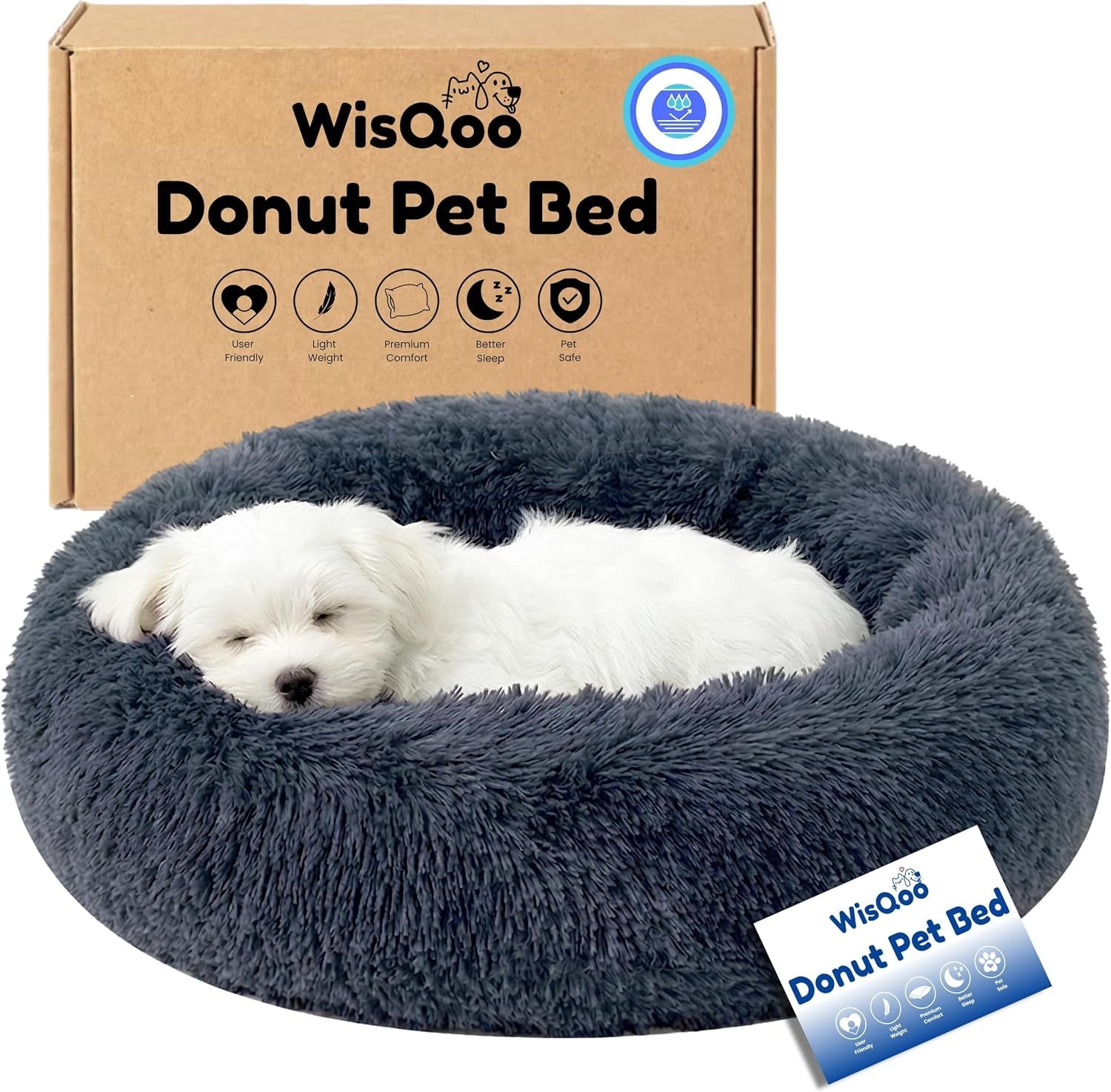 calming-donut-dog-bed-faux-fur-anti-anxiety-pet-bed-with-removable-washable-cover-water-resistant-liner-plush-fluffy-round-nest-non-slip-bottom-for-dogs-cats-small-grey
