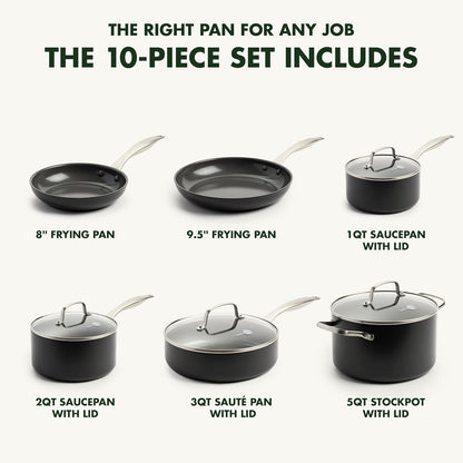Canterbury 10 Piece Cookware Pot and Pans Set, Hard Anodized Pfas-Free Healthy Ceramic Nonstick, Stainless Steel Handles, Versatile Cooking Essentials, Dishwasher & Oven Safe, Oxford Blue3