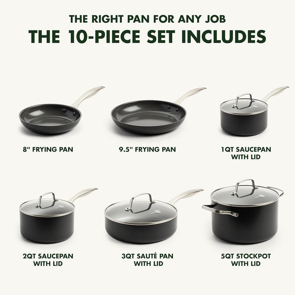 Canterbury 10 Piece Cookware Pot and Pans Set, Hard Anodized Pfas-Free Healthy Ceramic Nonstick, Stainless Steel Handles, Versatile Cooking Essentials, Dishwasher & Oven Safe, Oxford Blue3