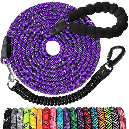 Long Dog Leash 15 FT: Heavy Duty Rope Leashes for Dogs Training with Swivel Lockable Hook Reflective Threads Bungee and Padded Handle - Dog Lead for Large Small Medium Dogs outside Walking Hiking38