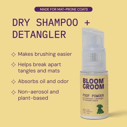 Poof Powder – Waterless Dry Shampoo and Detangler for Dogs | Demat, Detangle & Deodorize | Talc-Free, Non-Toxic, Made in USA for Mat-Prone Coats – Doodles, Poodles, and More – 1.52 Oz2