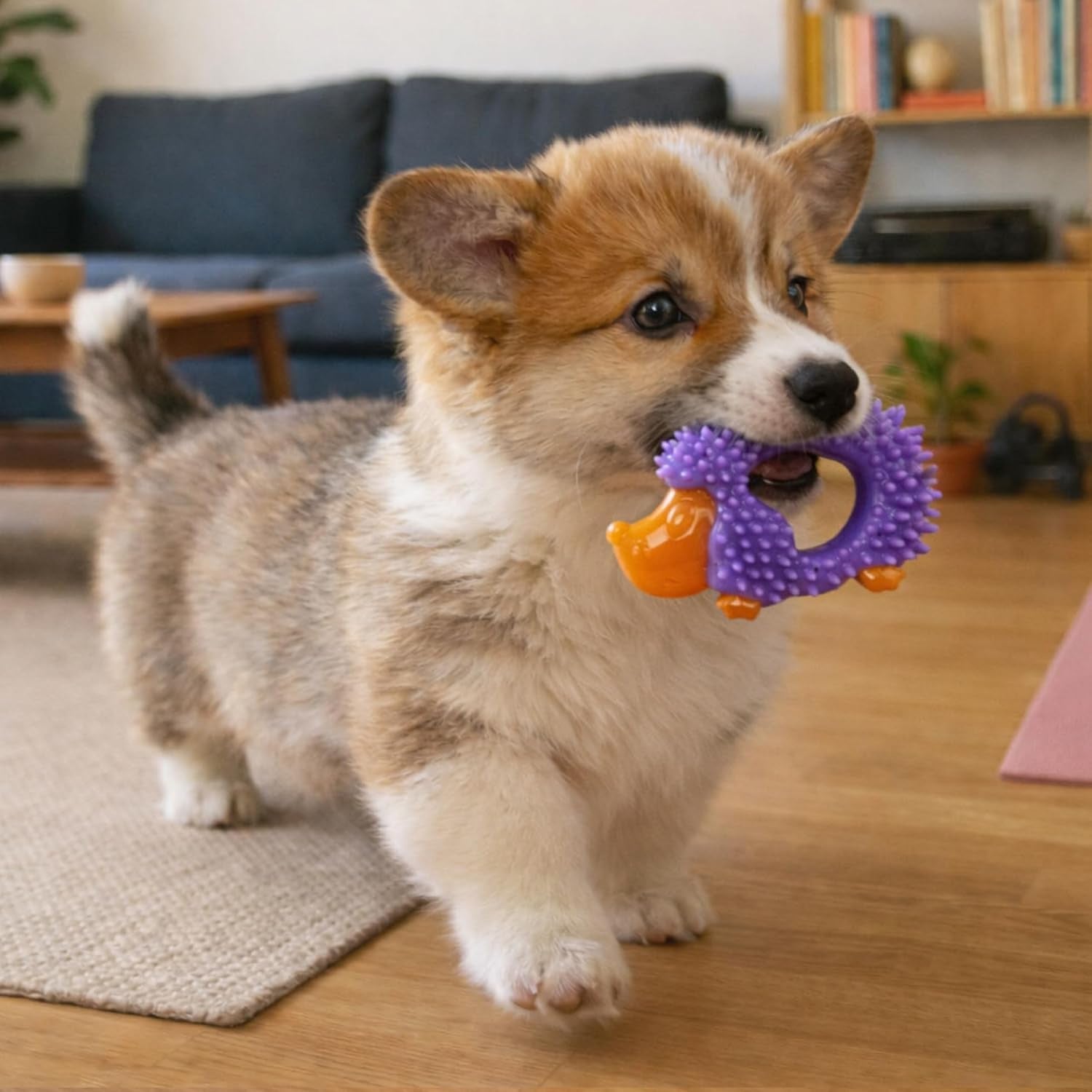 cutie-chewies-hedgehog-dental-dog-chew-toy-multi-textured-massages-gums-floats-bounces-for-teething-puppies-small-dogs-5-x-3-5-x-1