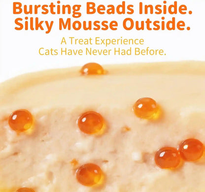 Cat Treat Cups,Dual-Layer Chicken Mousse Lickable Cat Treats & Wet Cat Food | Real Bursting Beads, , Dessert-Inspired Cat Treat Cups,Bubbleburst Grain-Free Variety Pack,(40G × 18 Cups)2