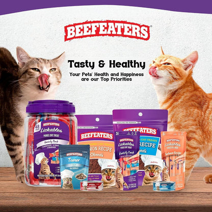 Beefeaters Lickable Cat Treats 48 Count – Puree Squeeze up Tubes Variety Pack (Salmon, Tuna & Chicken) | Grain Free, Taurine Enriched, High Moisture for Picky Eaters | Cat Treat Topper or Snack9