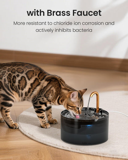 MISFANS Cat Water Fountain with 3-Pack Replaceable Filters,Copper Faucet | 71Oz/2.1L Cat Fountain for Drinking, Misfans-Designed Pump & Filter, Plastic Automatic Pet Water Fountain Bowl & Dispenser2