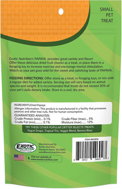 Exotic Nutrition Papaya Treat 1/2 LB - Healthy Natural Dried Fruit Treat - Rabbit, Guinea Pig, Hamster, Gerbil, Rat, Parrot, Sugar Glider, Squirrel, Birds & Small Pets8