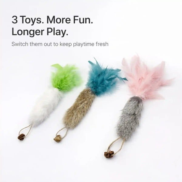 3 Pack Rabbit Fur Catnip Toys with Feathers – Interactive Carrot Cat Toys with Galls Fruit for Indoor Cats and Kittens6