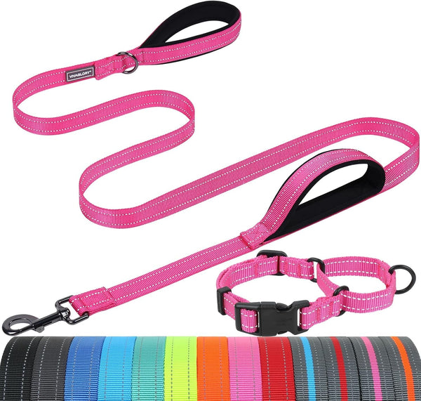 VIVAGLORY Double Handle Dog Leash Twingrip, 6Ft X 1In, Navy | Dog Leash for Collar with Traffic Handle & 2 Loop for Walking & Training, Traffic Control Reflective Heavy Duty Puppy Pet12