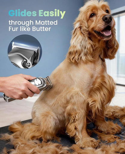 Oneisall Dog Clippers for Grooming Thick Heavy Coats | Low Noise,Rechargeable Cordless,Detachable Stainless Steel Blade,Ipx7 Waterproof,10 Guide Combs,For Thick/Double/Curly Hair2