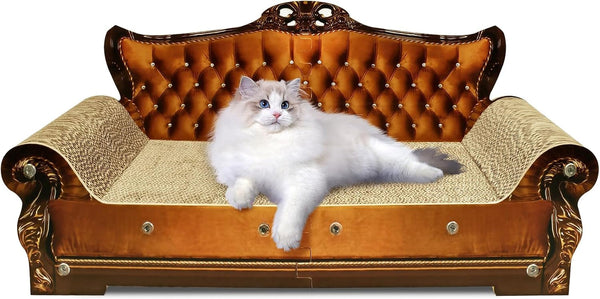 Luxury Cardboard Cat Scratcher Sofa Bed, Couch Shaped Scratching Board, Scratch Lounge with Catnip, Scratcher for Indoor Cats Large Grey10