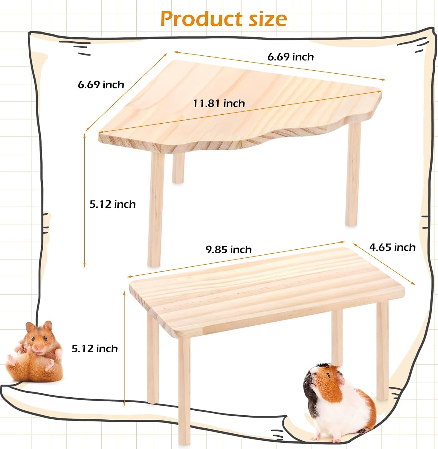 2-piece-set-hamster-play-wooden-platform-for-dwarf-syrian-hamsters-gerbils-mice-degus-or-other-small-pets