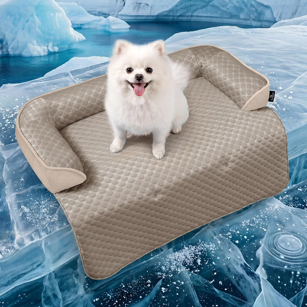 Calming Large Dog Bed for Couch, 41 X 37 Inch Removable Couch Cover for Dogs Washable, Non-Slip Fluffy Plush Dog Sofa Mat for Furniture Protector - Grey25