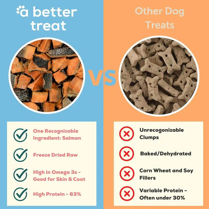 A Better Treat – Freeze Dried Salmon Dog Treats, Wild Caught, Single Ingredient | Natural High Value | Gluten Free, Grain Free, High Protein, Diabetic Friendly | Natural Fish Oil | Made in the USA2